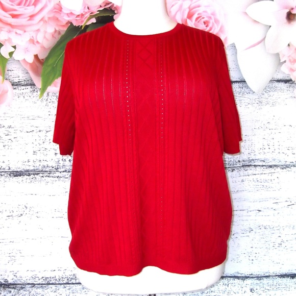 Alfred Dunner | Sweaters | Alfred Dunner Red Short Sleeve Sweater Size ...